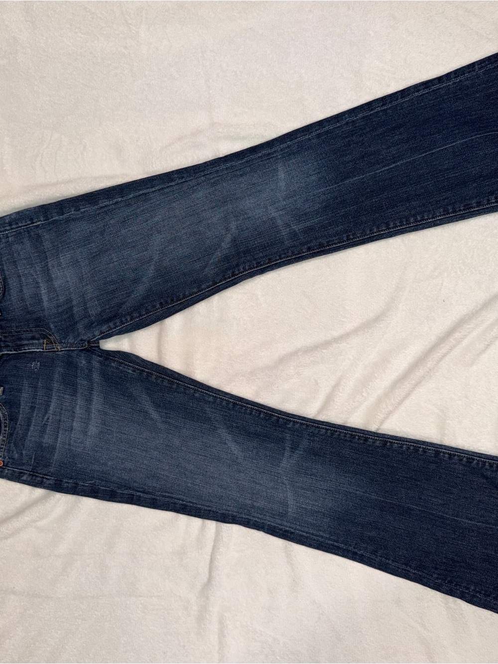 Seven For All Mankind Two-Tone Blue Denim Jeans with Gold Script - Picture 2 of 5
